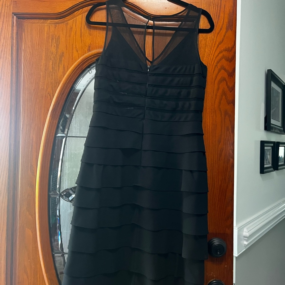 Scarlett Nite Black Ruched Tiered Mini Dress - Petite